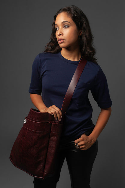 BURGUNDY WATER BUFFALO TOTE